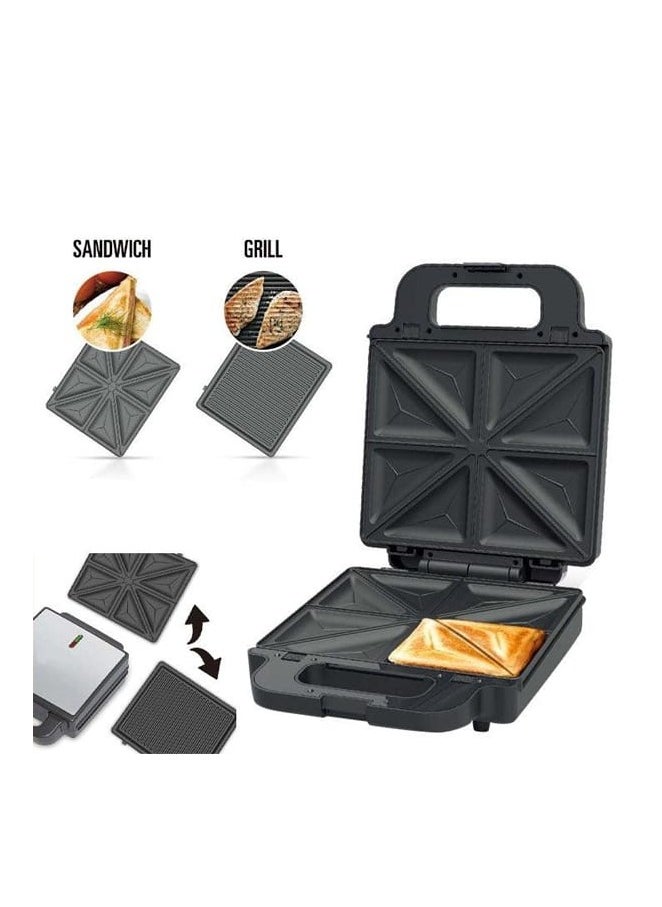 Generic - 7 in 1 Sandwich Maker And Multi Snack Maker 2400W, 2 Slot Non Stick 7 In1 Removable Plates for Grill, Toaster, Pancakes, Cookies, Waffles, Donuts and Cupcakes Dishwasher Safe Metal Black - Image 1