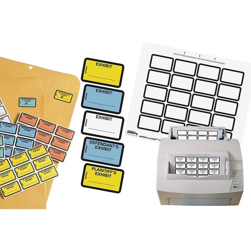 Tabbies Legal Exhibits-U-Create 1-5/8"W x 1"H Labels, 8-1/2"W x 7"H Sheet, 240 Labels/Pack (48090), White - Image 2