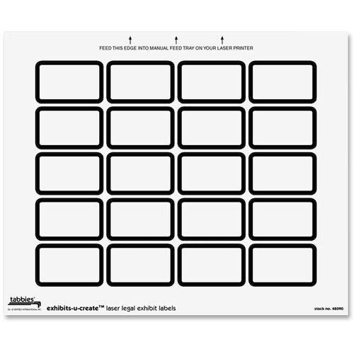 Tabbies Legal Exhibits-U-Create 1-5/8"W x 1"H Labels, 8-1/2"W x 7"H Sheet, 240 Labels/Pack (48090), White - Image 4