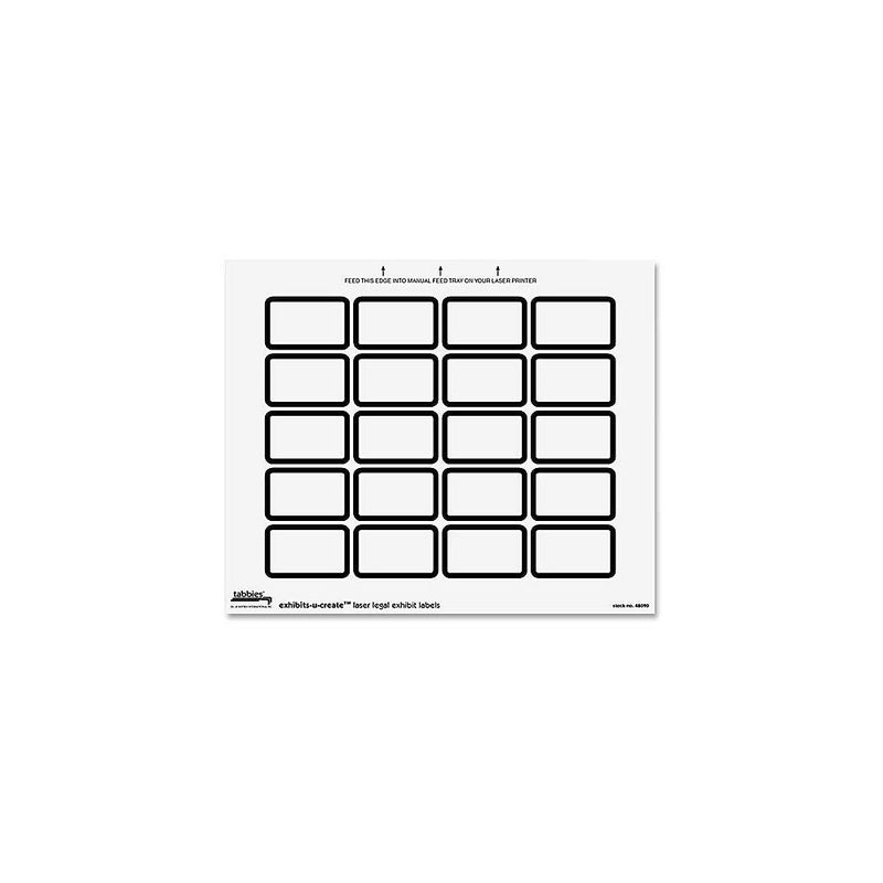 Tabbies Legal Exhibits-U-Create 1-5/8"W x 1"H Labels, 8-1/2"W x 7"H Sheet, 240 Labels/Pack (48090), White - Image 3