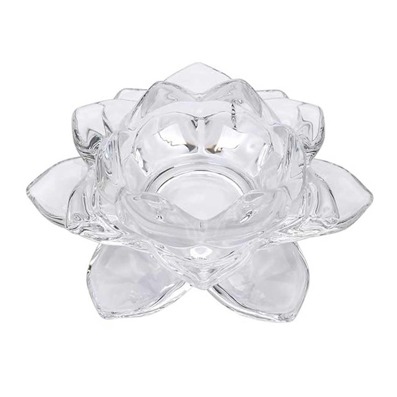 Teensery Crystal Lotus Flower Candle Holder Clear Glass Votive Tealight Candle Holder Decorative Candlestick Holder for Wedding Party Home Decor 1 Piece