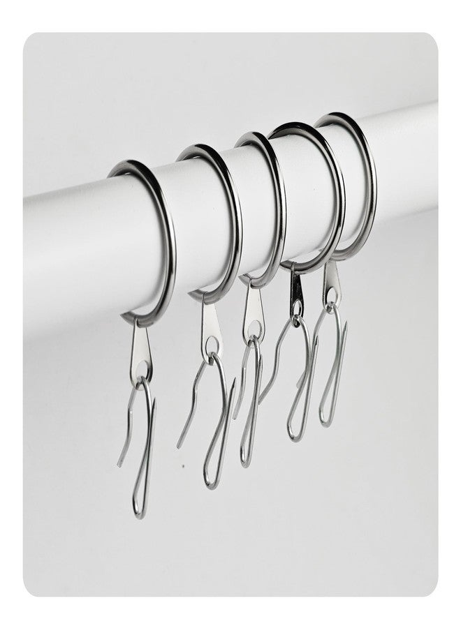 Runseaway 30Pcs Metal Curtain Rings with Hooks, 1.18" Inner Diameter Drapery Rings and Pins for Window Door Shower Curtain Rod, Silver - Image 3