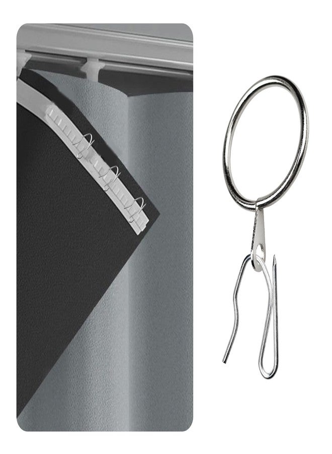 Runseaway 30Pcs Metal Curtain Rings with Hooks, 1.18" Inner Diameter Drapery Rings and Pins for Window Door Shower Curtain Rod, Silver - Image 5