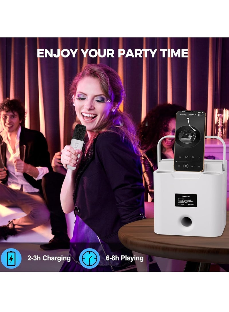 general Karaoke Machine, Portable Bluetooth Karaoke Speaker for Kids Adults, Unique Singing Machine with Two Wireless Microphones Storage Hole, Ideal Gifts for Girls Boys - Image 4