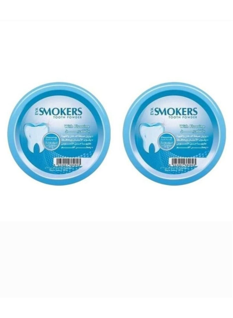 إيفا مجموعة من قطعتين بودرة تنظيف الأسنان للمدخنين بالفلورين 40جم - Image 1