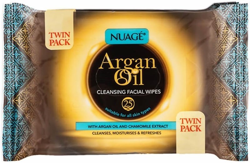Nuage Argan Oil Infused Cleansing Wipes Twin Pack