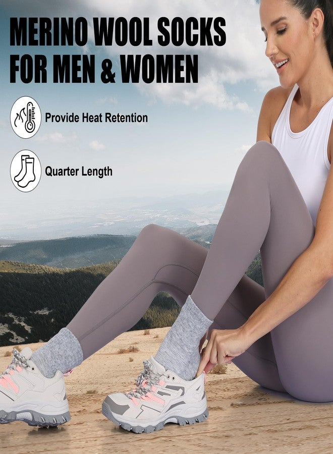 Lapulas Merino Wool Quarter Socks for Men Women, Hiking Running, Cushioned Compression Support, Thermal Thick, 5 Pairs - Image 2