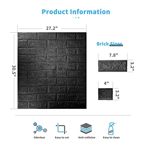Barebeauty Wall Stickers Wallpaper PE Foam Brick Design DIY Decal (70 x 77 cm) 3D Frames PVC DIY Self Adhesive (Pack of 04) - Image 2