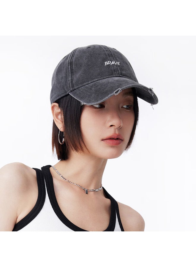 Fancet Baseball Cap For Women, Spring And Summer, Face-slimming, Washed, Distressed, Soft Top, Pure Cotton, Wide Brim, Deep Couple's Style, Visor Cap - Image 1