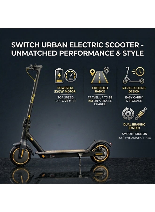 SWITCH ES-D110 350W Electric Scooter, Foldable Lightweight E-Scooter, 25 km/h, 20 km Range, Commuter Scooter, Black - Image 2