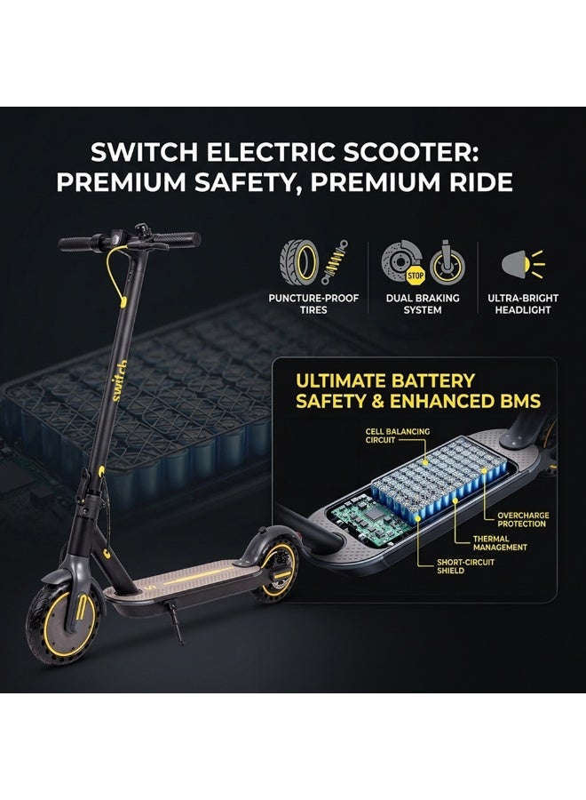 SWITCH ES-D110 350W Electric Scooter, Foldable Lightweight E-Scooter, 25 km/h, 20 km Range, Commuter Scooter, Black - Image 4