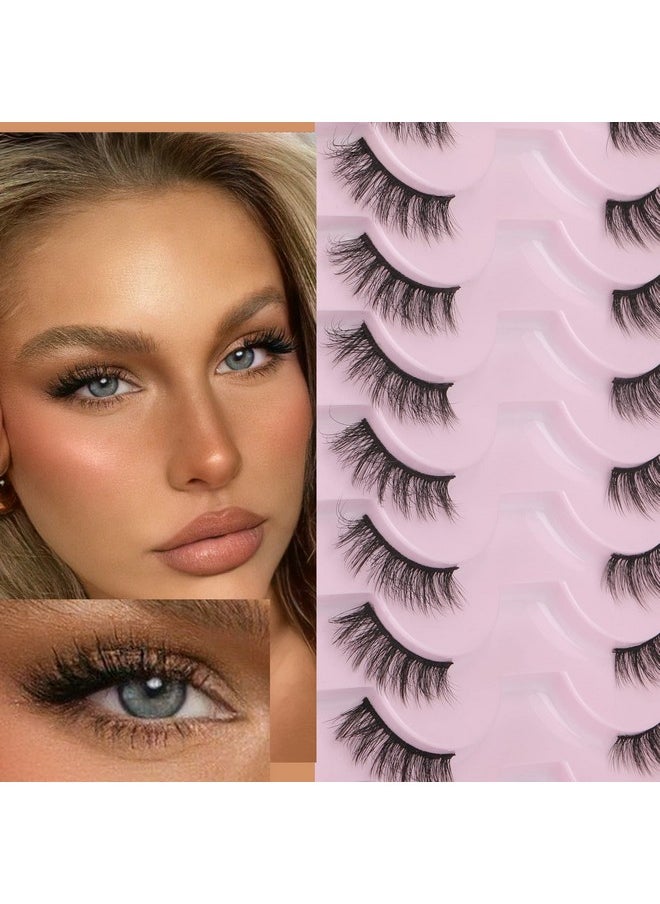FANXITON FANXITON Half Lashes Natural Look Wispy 10 Pairs Cat Eye Lashes 3D False Eyelashes Fluffy Soft 15 MM Short Faux Mink Lashes Sets Pack  - Image 2