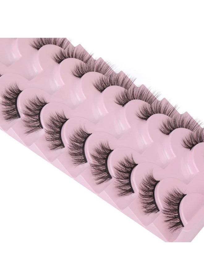 FANXITON FANXITON Half Lashes Natural Look Wispy 10 Pairs Cat Eye Lashes 3D False Eyelashes Fluffy Soft 15 MM Short Faux Mink Lashes Sets Pack  - Image 4