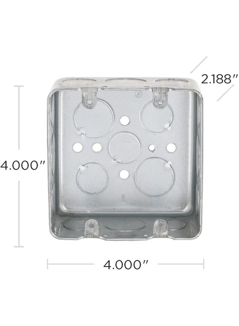 RACO Hubbell-Raco 683 Two-Device Switch, 4-Inch. Square Box 2-1/8-Inch Deep, 1/2-Inch and 3/4-Inch Side Knockouts, Drawn, Gray Finish - Image 2