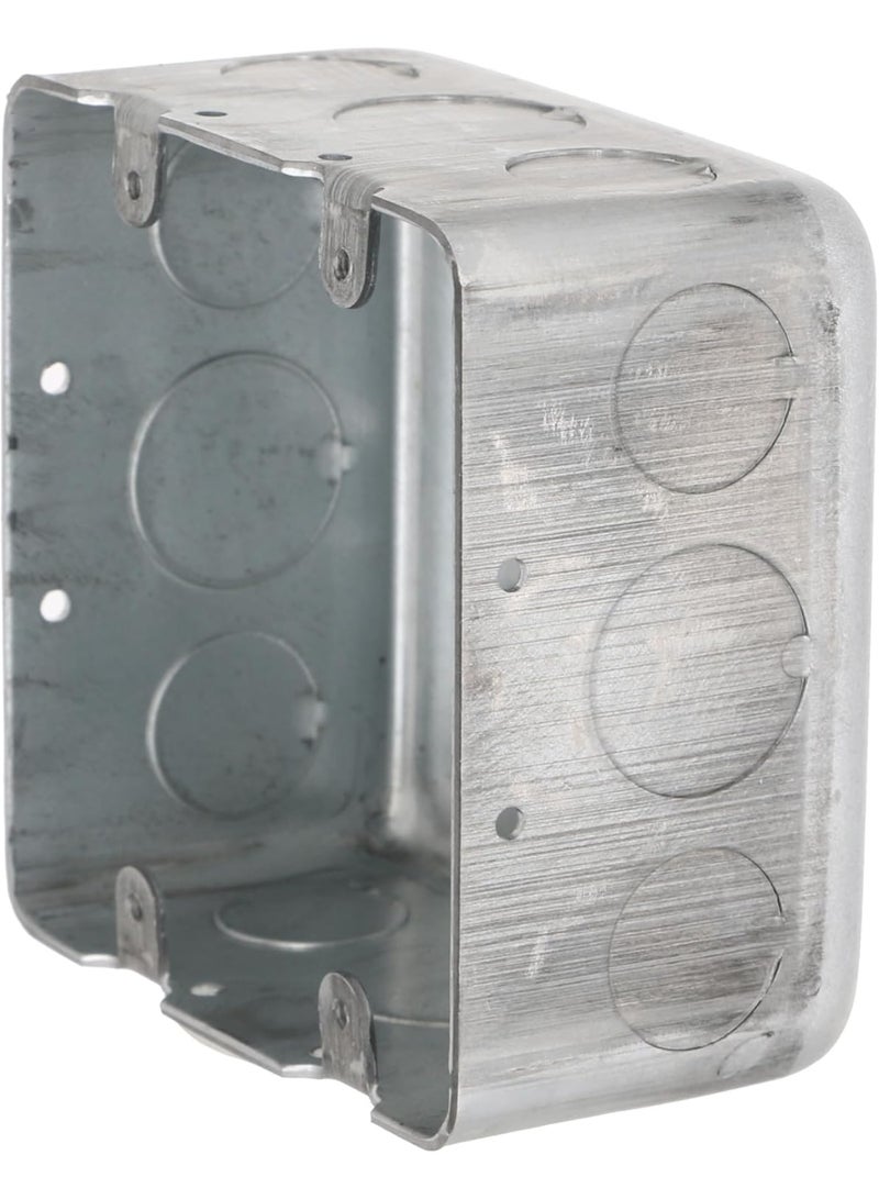 RACO Hubbell-Raco 683 Two-Device Switch, 4-Inch. Square Box 2-1/8-Inch Deep, 1/2-Inch and 3/4-Inch Side Knockouts, Drawn, Gray Finish - Image 4