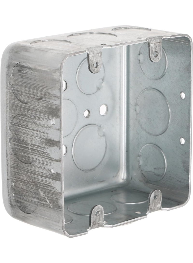 RACO Hubbell-Raco 683 Two-Device Switch, 4-Inch. Square Box 2-1/8-Inch Deep, 1/2-Inch and 3/4-Inch Side Knockouts, Drawn, Gray Finish - Image 1