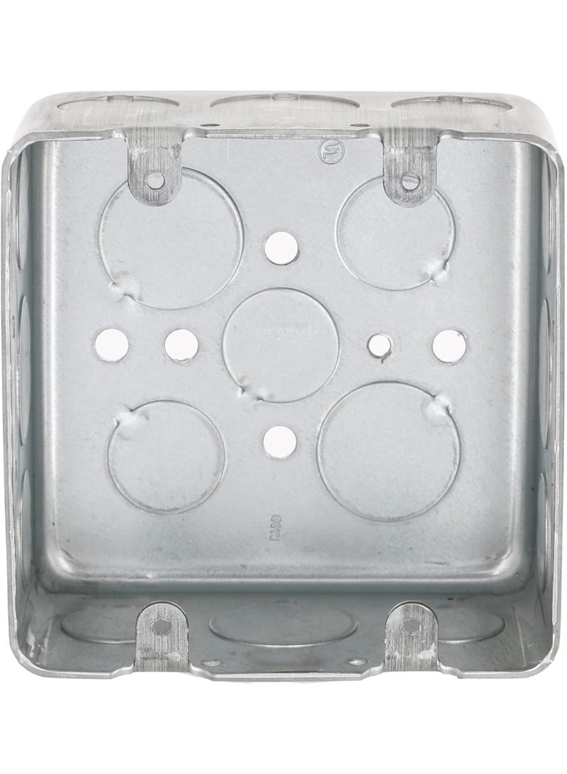 RACO Hubbell-Raco 683 Two-Device Switch, 4-Inch. Square Box 2-1/8-Inch Deep, 1/2-Inch and 3/4-Inch Side Knockouts, Drawn, Gray Finish - Image 3