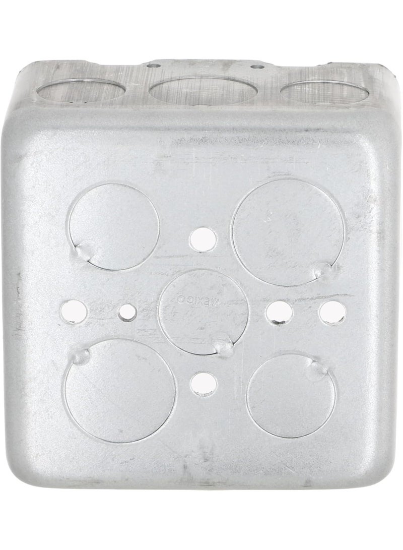 RACO Hubbell-Raco 683 Two-Device Switch, 4-Inch. Square Box 2-1/8-Inch Deep, 1/2-Inch and 3/4-Inch Side Knockouts, Drawn, Gray Finish - Image 5