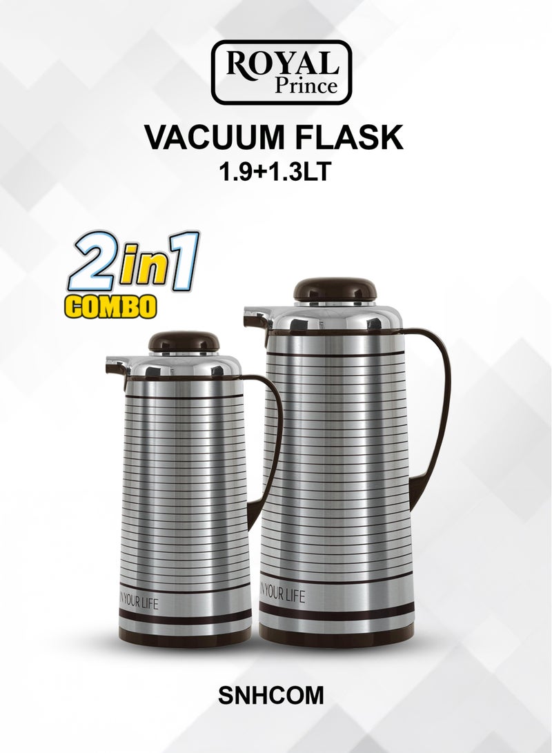 الأمير الملكي طقم ترمس حراري رويال برنس 2 في 1 (1.9 لتر & 1.3 لتر) – ستانلس ستيل فاخر، خالٍ من مادة BPA، مانع للتسرب، عزل مزدوج الجدار - Image 1