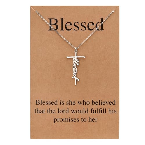Lcherry Blessed Cross Necklace - Birthday Gifts for Women, Religious Christian Baptism Necklace Gifts for Women - Image 1