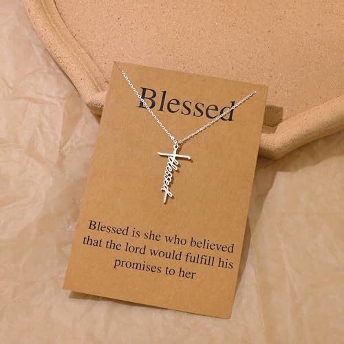 Lcherry Blessed Cross Necklace - Birthday Gifts for Women, Religious Christian Baptism Necklace Gifts for Women - Image 5