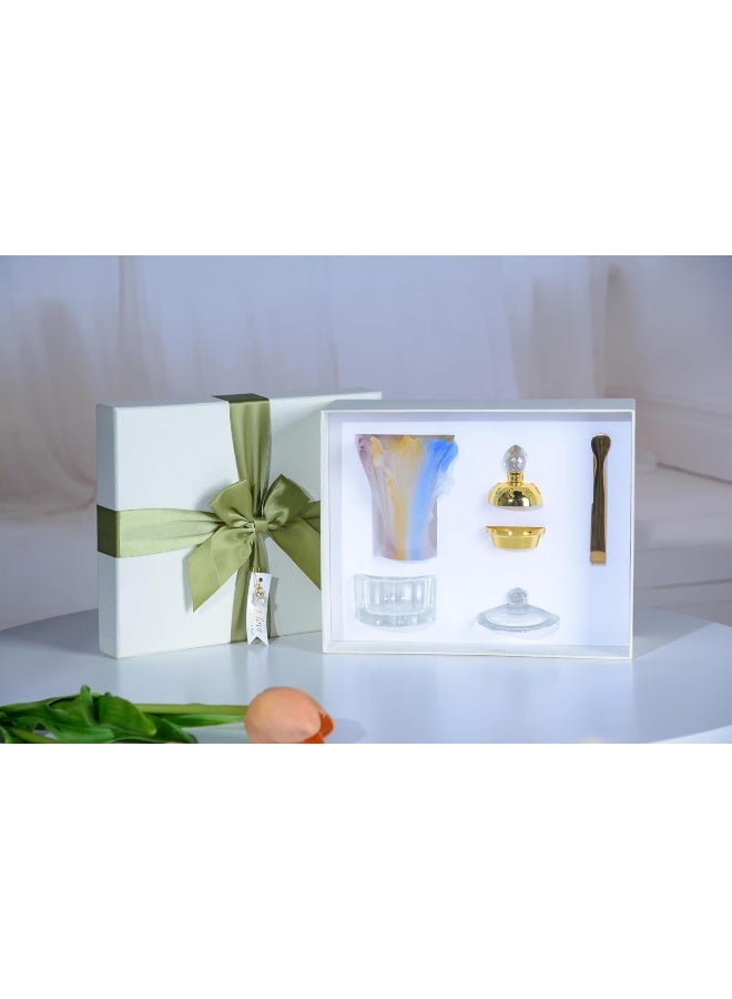 BLISS VIE Ramadan Gift Set Wedding Eid Gift Crystal Glass Arabic Mabkhar Bakhoor Incense Burner Set Home Decor Ramadan Decor - Image 1