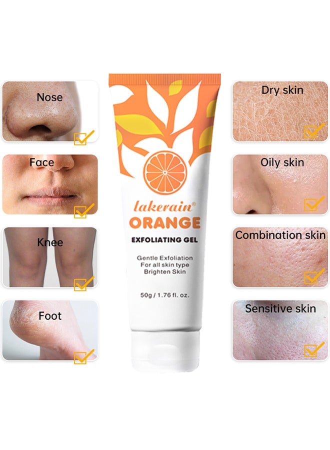 lakerain Orange Exfoliating Gel, Mildly Exfoliate, Moisturize and Brighten Skin, Improve Skin Condition, Suitable for All Skin Types, Exfoliating Gel Scrub 50g - Image 2