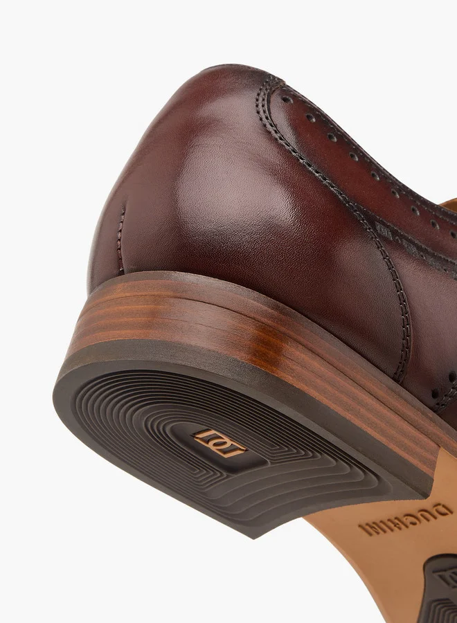 دوتشيني Men's Cutout Detail Derby Shoes with Lace-Up Closure