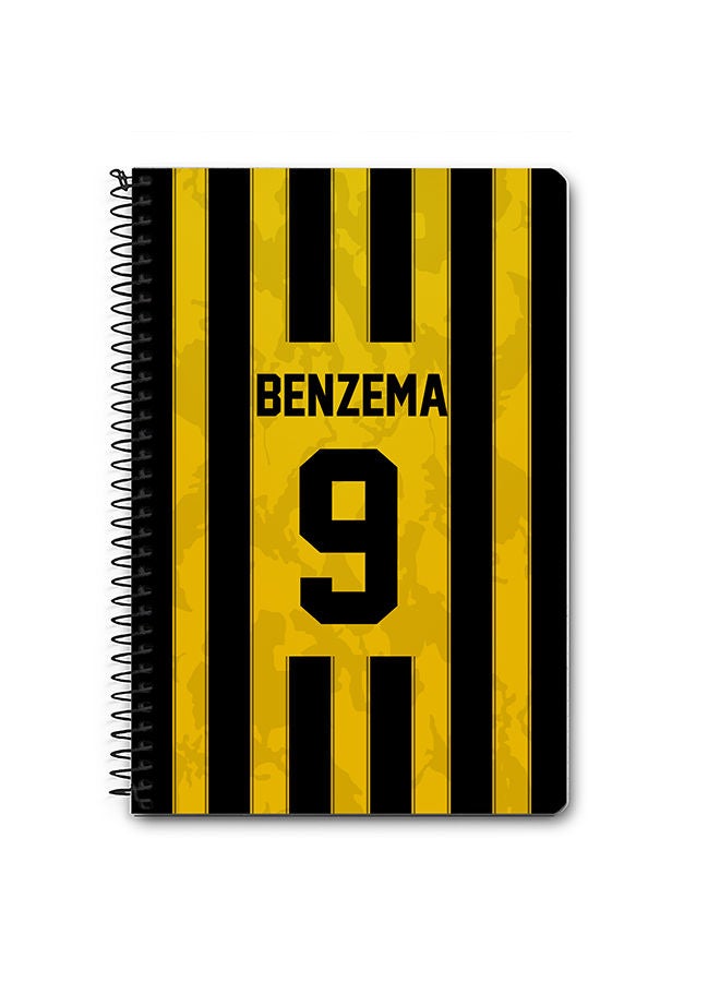Stylizedd Designer A5 Spiral Notebook Memo Notepad Journal -  Football Player Name - Benzema Jersey no 9 Design A