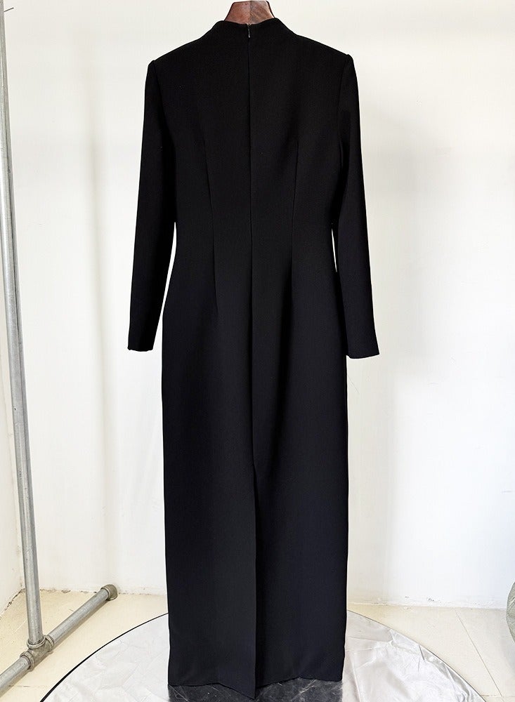 NIBEMINENT Long-sleeved Elegant Evening Dress, Long Lady's Beaded And Diamond-encrusted Dress - Image 2