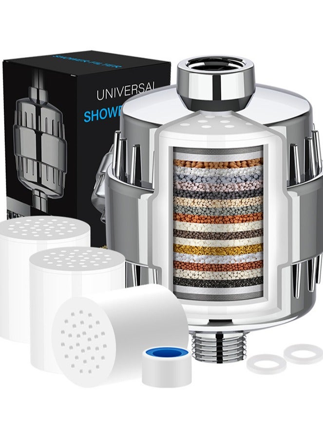 HOMESTAR فلتر دش، فلتر مائي من 20 مرحلة، رأس للمياه العسرة، مع 3 خراطيش قابلة للاستبدال، منقي عالمي لإزالة الكلور - Image 1