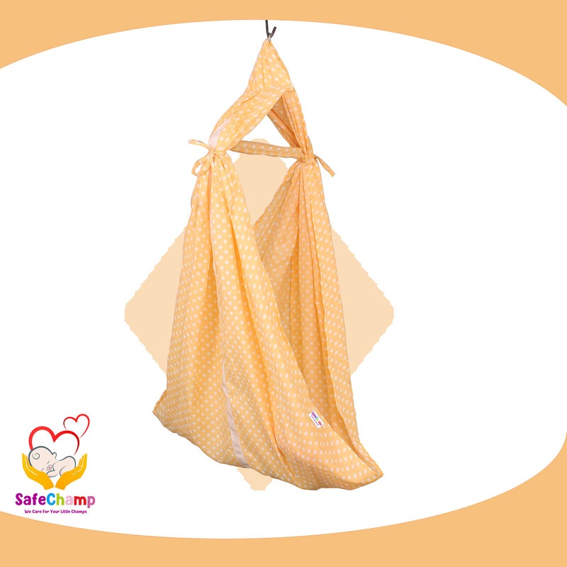 SafeChamp Bambino Baby Cradle Cloth with Seperator and Metal Window Cradle Hanger (Orange) - Image 2