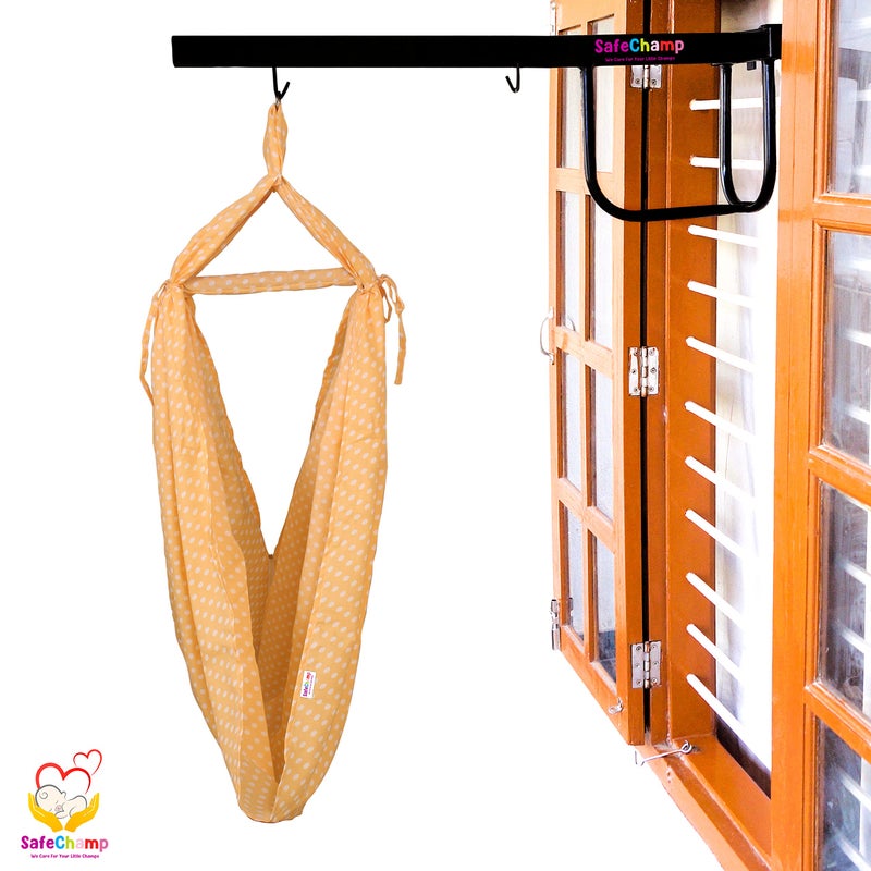 SafeChamp Bambino Baby Cradle Cloth with Seperator and Metal Window Cradle Hanger (Orange) - Image 3