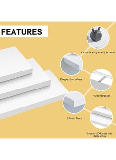 Arabest White Three-Layer Floating Shelves, Decorative Wall Shelves, Bathroom Hanging Set, Kitchen Living Room/Kitchen/Bedroom Storage  - Image 2