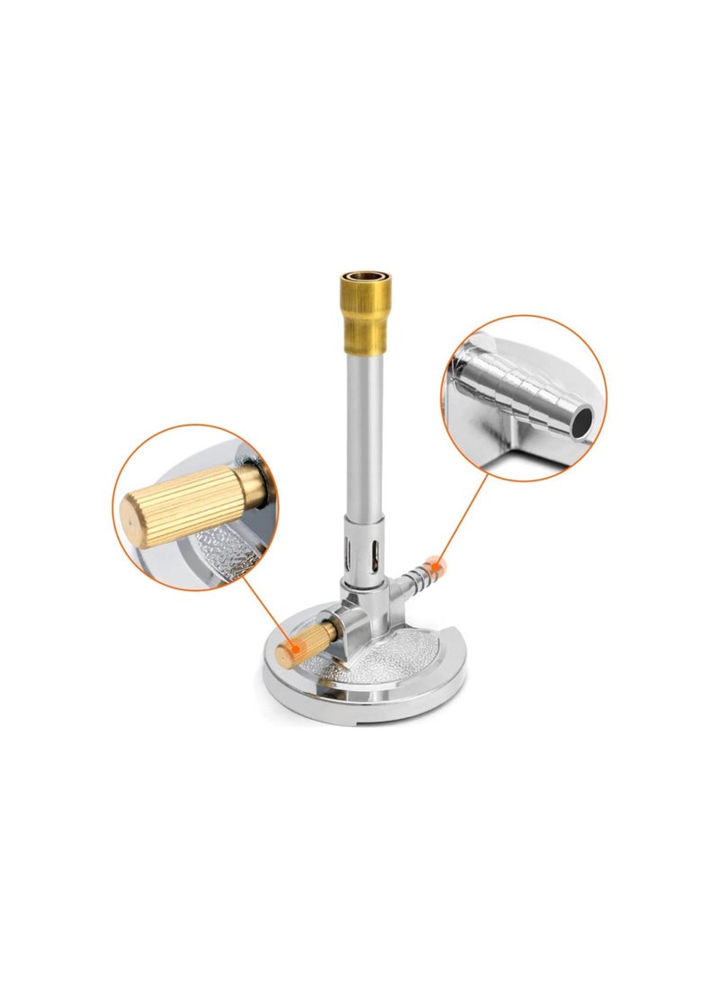 Lab Bunsen Burner with Flame Stabilizer and Gas Control for Efficient Lab Heating with Propane & Natural Gas - Pack of 2