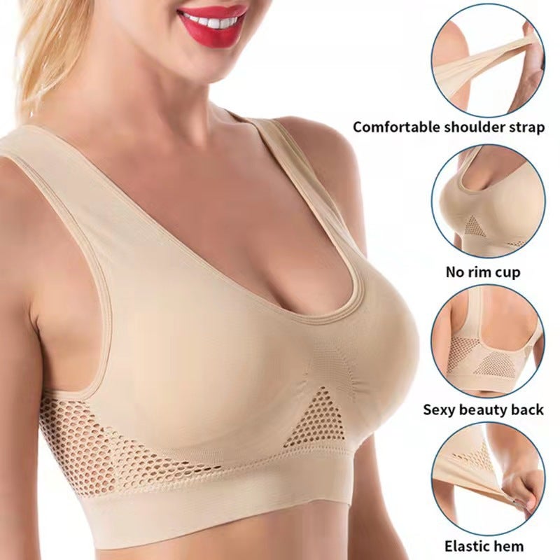 3-Piece Set Of Breathable Mesh Mesh Hollow Yoga Sports Bra Plus Size New Beautiful Back Underwear - Image 5