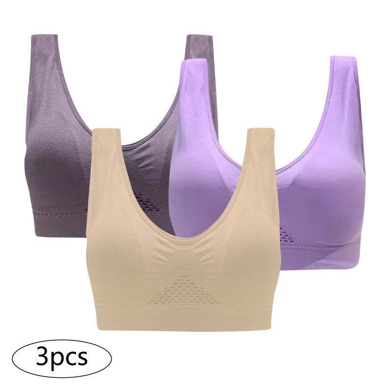3-Piece Set Of Breathable Mesh Mesh Hollow Yoga Sports Bra Plus Size New Beautiful Back Underwear - Image 1