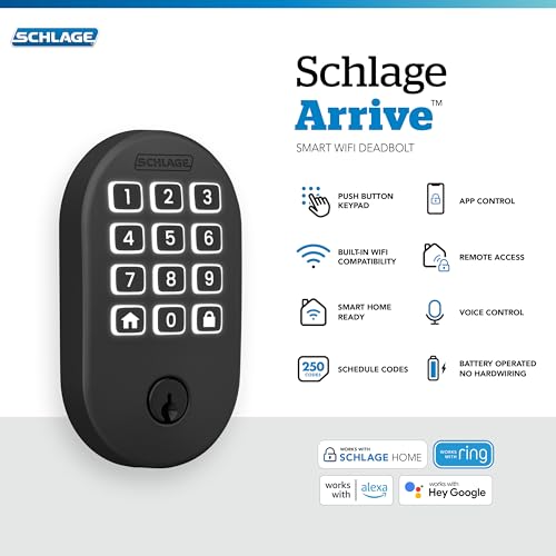Schlage Arrive Smart WiFi Deadbolt Lock with Keypad Keyless Entry Front Door Lock App Control Alexa and Google Home Compatible Matte Black BE459WB RMN 622 - Image 3