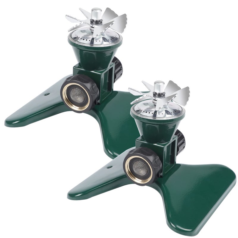 Biswing 2 Pack Lawn Sprinkler, Heavy Duty Metal Square Garden Sprinkler, 360 Degree Large Area Irrigation, Connectable Rotating Automatic Water Sprinklers for Yard Lawn Garden Watering - Image 1