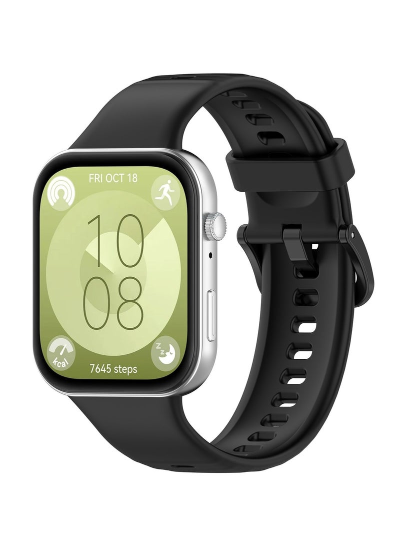 Straps Compatible with Huawei Fit 4 Pro/Fit 4/Fit 3 Silicone Band for Men and Women,Black - Image 1