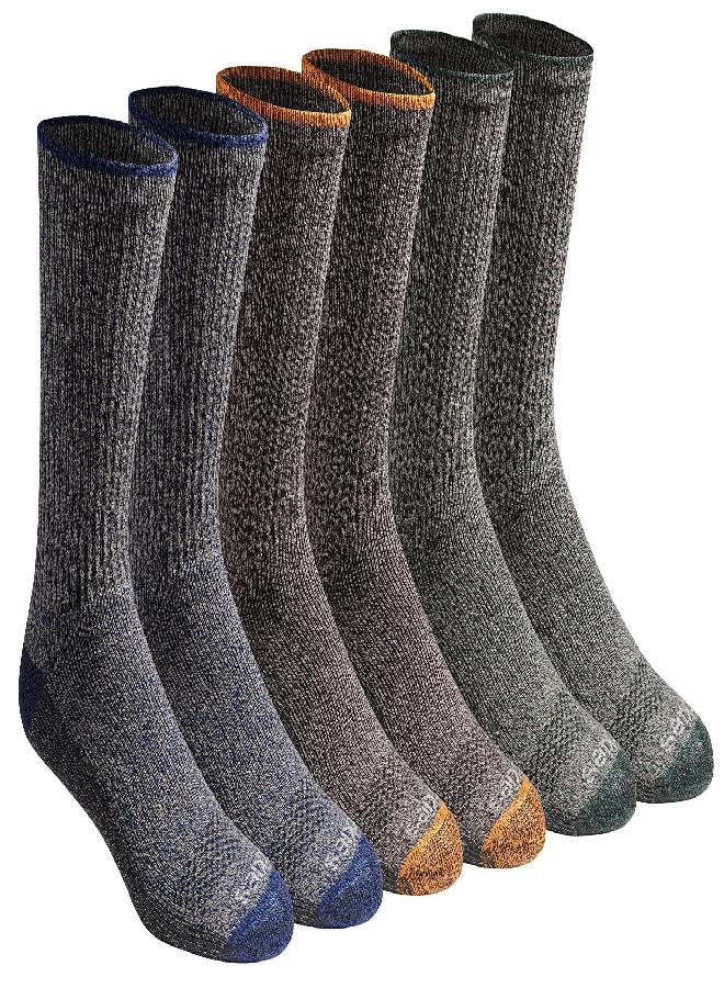 Dickies Dickies Men's Dri-tech Moisture Control Crew Socks Multipack, Heathered Colored (6 Pairs), Shoe Size: 6-12 - Image 1