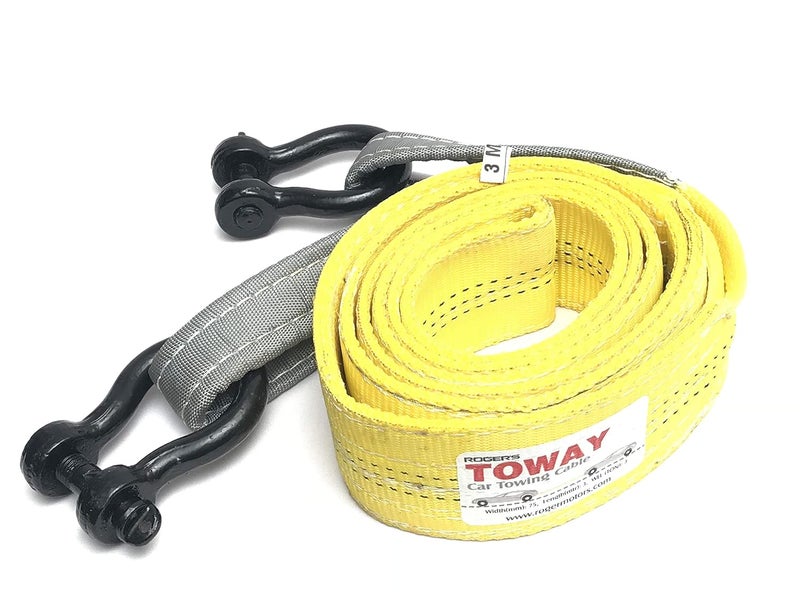 ROGER Car Towing Cable, Pulling Capacity 3 Ton, 10 Foot Long Cable, Universal, Compact Easy to Store - Image 1