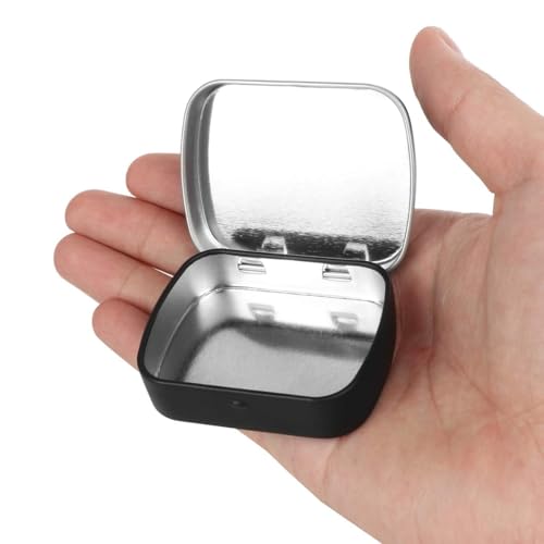 STORE 2508 Pack of 4 Mini Hinged Metal Tin Box Portable Small Container Storage Case with Solid Hinged Top for Drawing Pin Nail Art Bead Earring and Jewellery Craft Organizing - Image 3