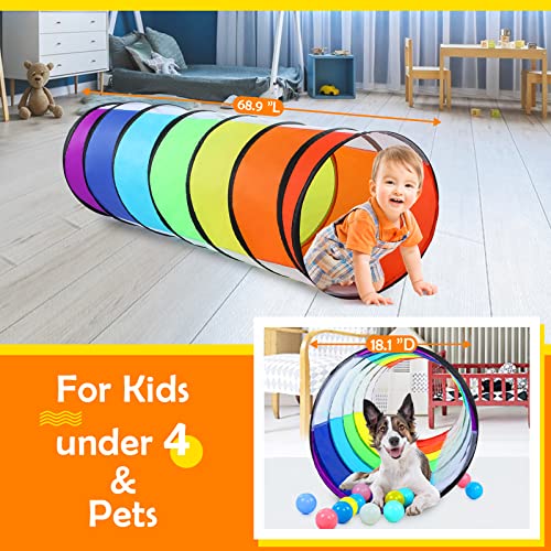 Moncoland Kids Play Tunnel Tent for Toddlers Colorful Pop Up Crawl Toy Baby Children or Dog Cat with Breathable Mesh Collapsible Gift Boy Girl Indoor Outdoor Games - Image 5
