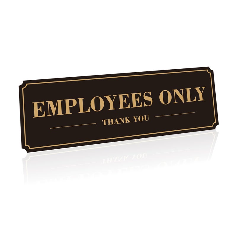 Sigicanage Employees Only Sign for Door, (2 Pack) Self-Adhesive Staff Only for Business Door and Wall 9 x 3 Inches black/god - Image 2