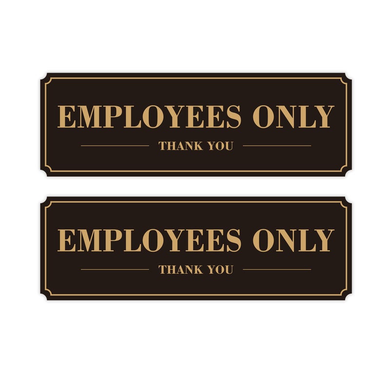 Sigicanage Employees Only Sign for Door, (2 Pack) Self-Adhesive Staff Only for Business Door and Wall 9 x 3 Inches black/god - Image 1