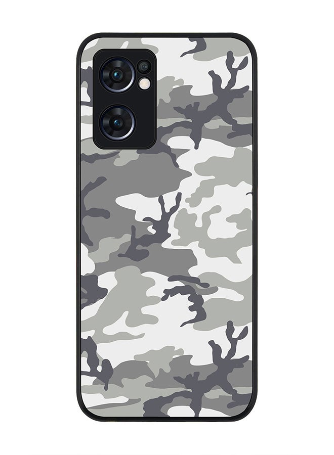 Stylizedd Rugged Black edge case for Oppo Find X5 Lite, Slim fit Soft Case Flexible Cover - Artic Camo - Image 1