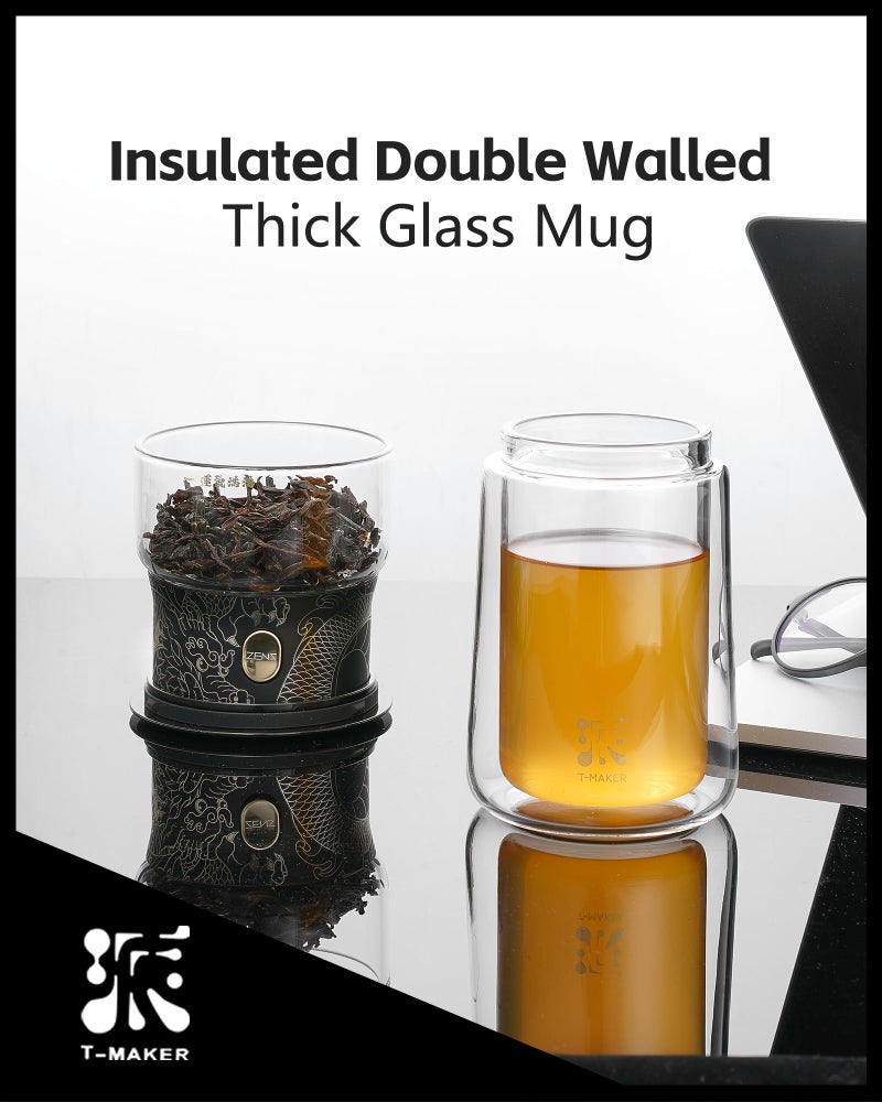 ZENS Cool Glass Teapot with Infuser, Smart One Touch Tea Maker for Loose Tea Diffusers with Insulated Mug and Portable Tea Kits, Enchanted Teapot Alternatives for Tea Lover Gifts - Image 4