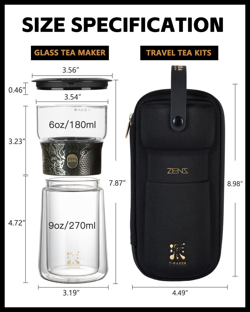 ZENS Cool Glass Teapot with Infuser, Smart One Touch Tea Maker for Loose Tea Diffusers with Insulated Mug and Portable Tea Kits, Enchanted Teapot Alternatives for Tea Lover Gifts - Image 5
