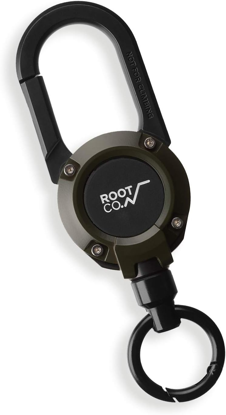ROOT CO. GRAVITY MAGREEL, Retractable Badge/iPhone Case/Key Holder with Carabiner Clip | 33.4" / 85cm Reel Reel - Image 1